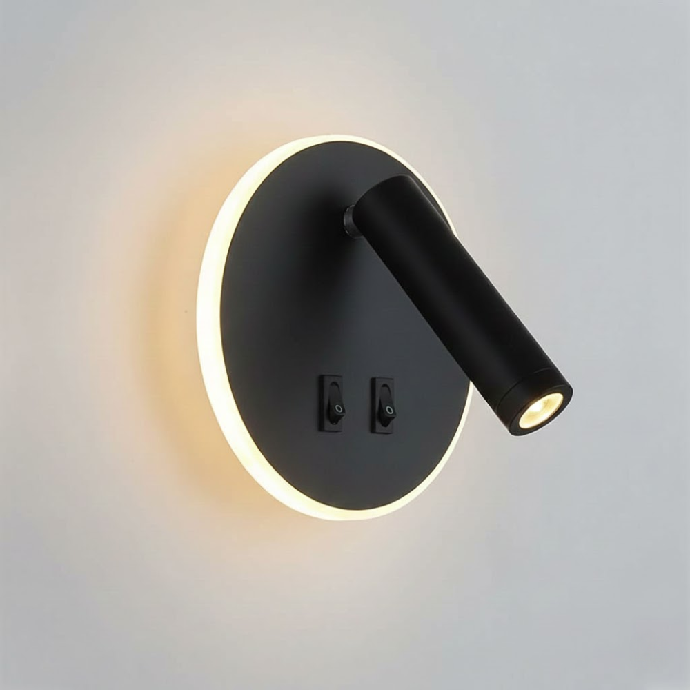 LED Wall Light with Rotating Backlight – Modern Aluminum Fixture for Bathroom, Living Room, or Outdoor Use