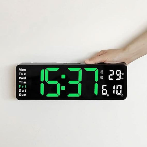 Large Digital Clock with Night Light and Auto-Dimming Display for Time and Temperature Tracking 0