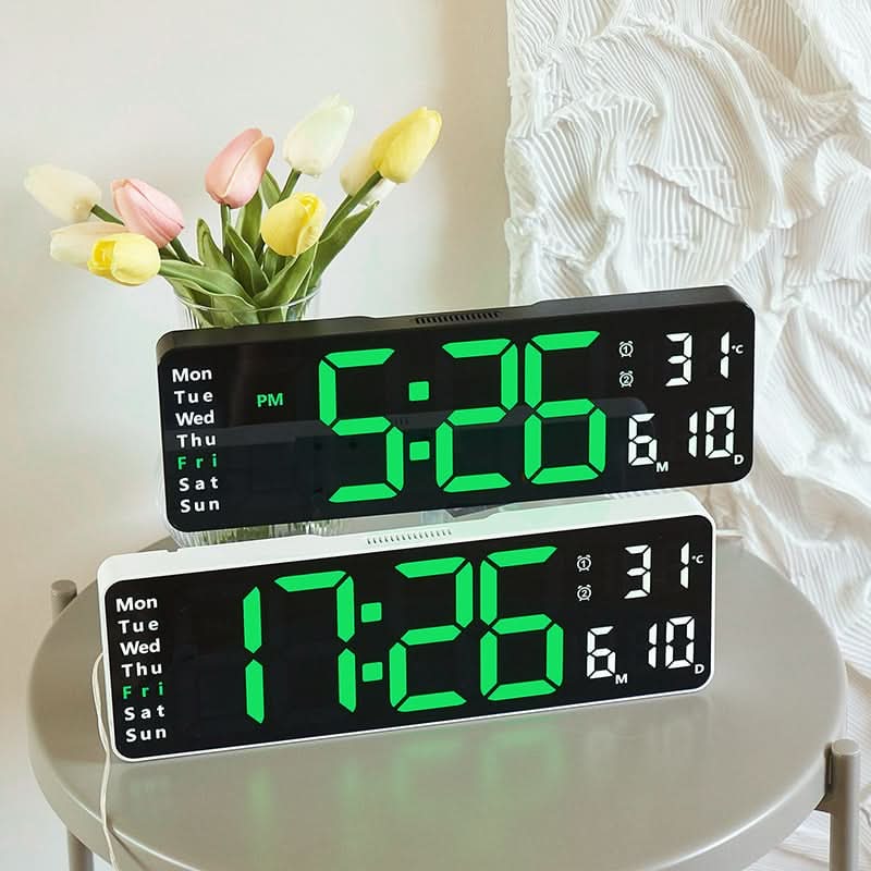 Large Digital Clock with Night Light and Auto-Dimming Display for Time and Temperature Tracking 1