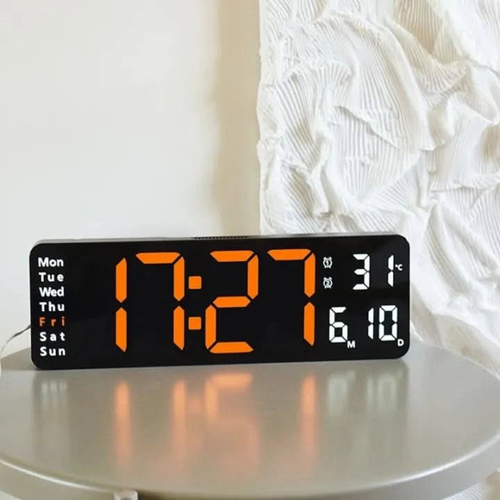Large Digital Clock with Night Light and Auto-Dimming Display for Time and Temperature Tracking 2