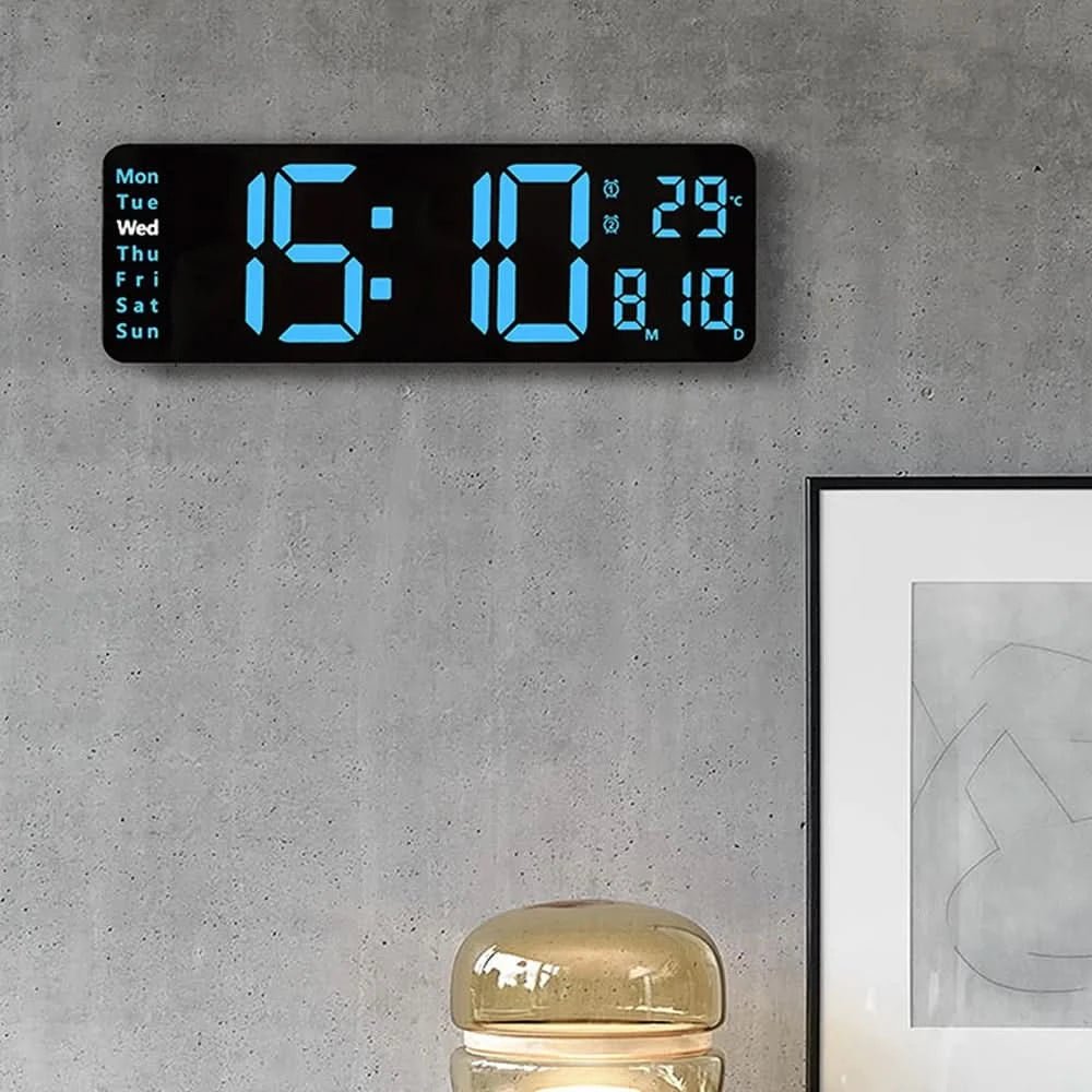 Large Digital Clock with Night Light and Auto-Dimming Display for Time and Temperature Tracking 3