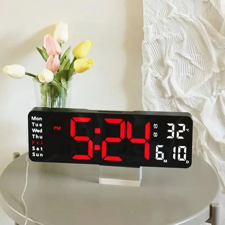 Large Digital Clock with Night Light and Auto-Dimming Display for Time and Temperature Tracking 4
