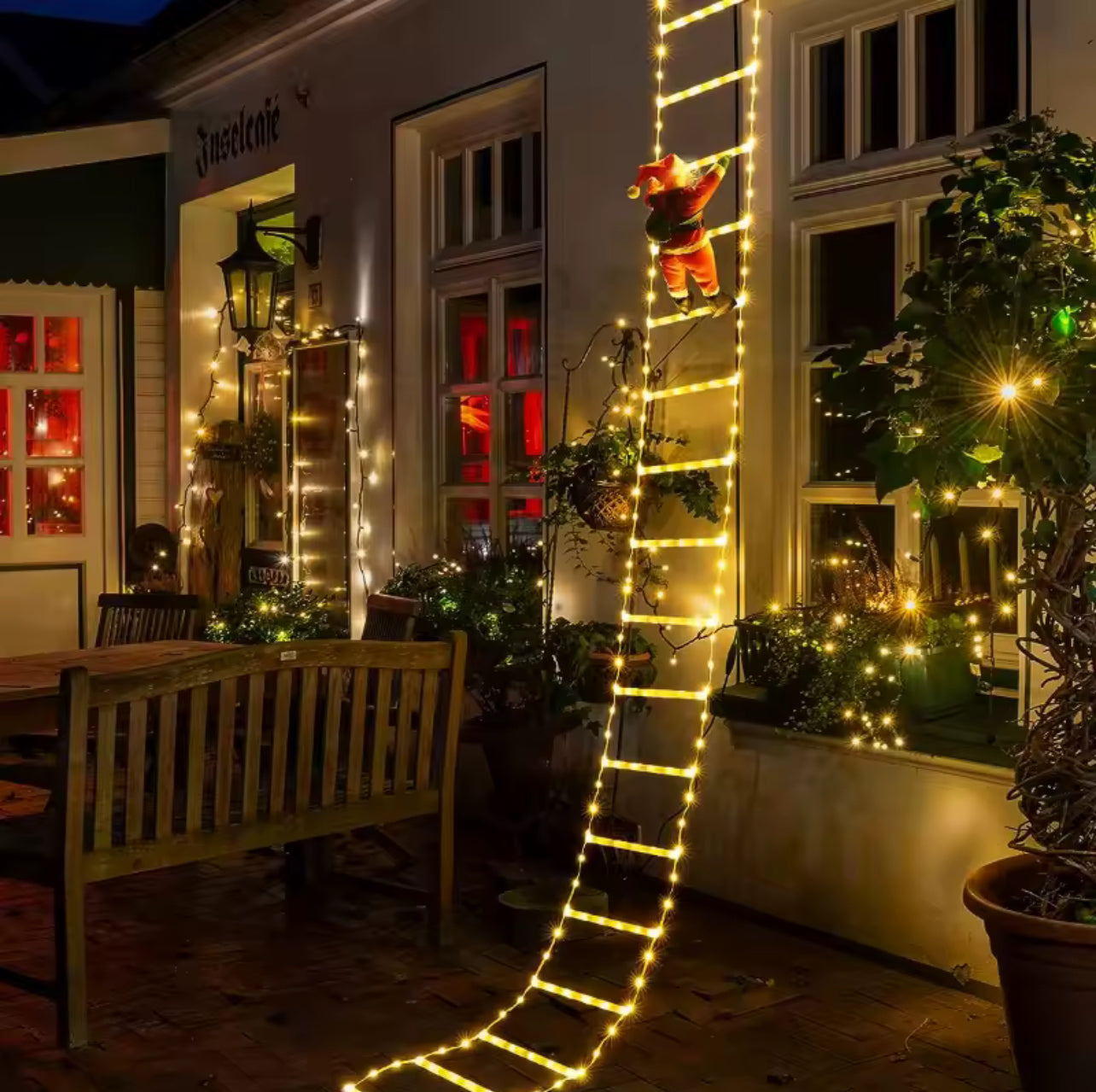 Lumi LED Outdoor Christmas Decoration – 3m Santa Claus Ladder with 347 Lights and 8 Lighting Modes for Festive Display 0