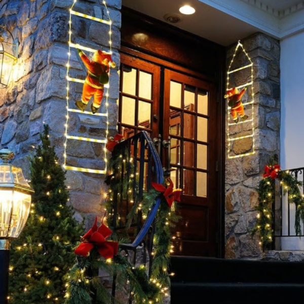 Lumi LED Outdoor Christmas Decoration – 3m Santa Claus Ladder with 347 Lights and 8 Lighting Modes for Festive Display 1