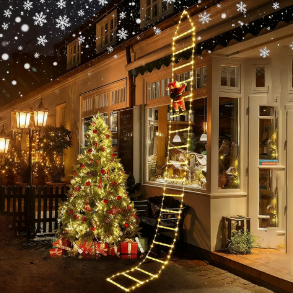 Lumi LED Outdoor Christmas Decoration – 3m Santa Claus Ladder with 347 Lights and 8 Lighting Modes for Festive Display 5