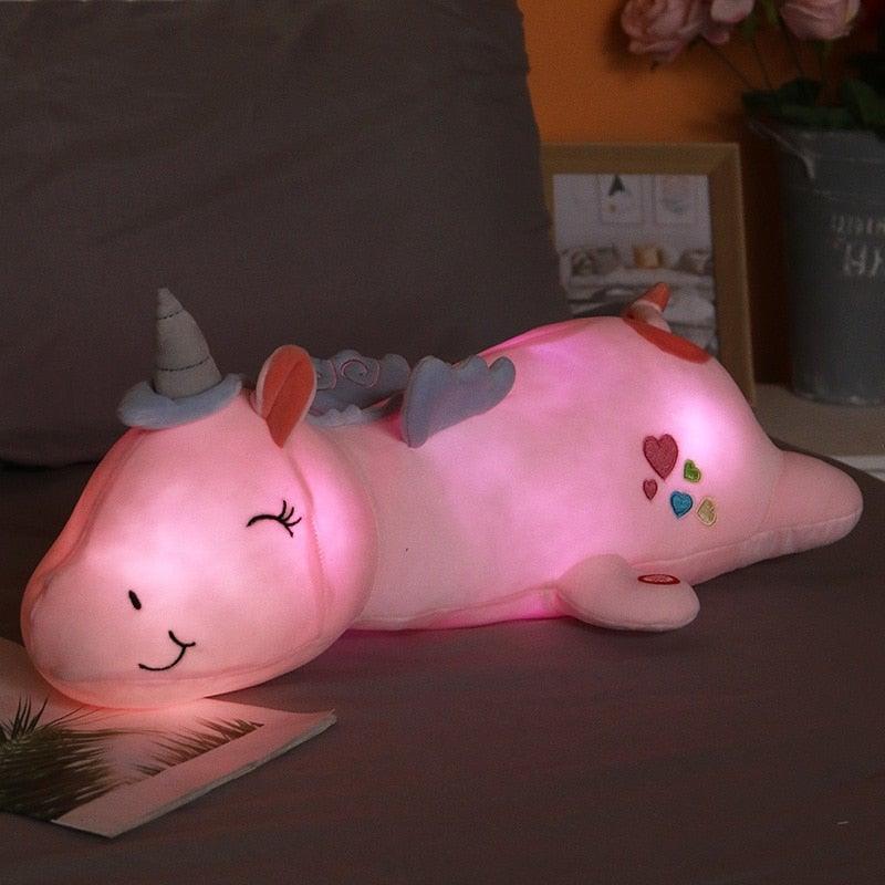 Lunacorn Luminous Unicorn Plush Toy – Soft Stuffed Animal with Rainbow LED Night Light for Kids 0
