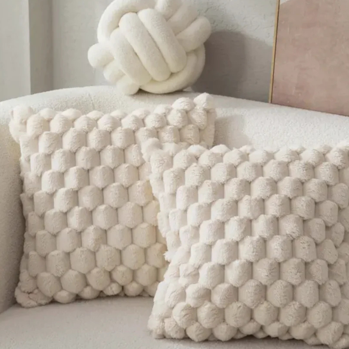 Lush Textured Throw Pillow 45x45 cm – Ultra-Soft Decorative Couch Pillow for Elegant Interiors 5