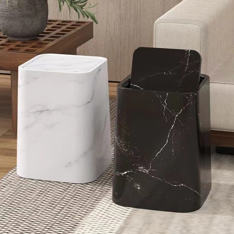 Marble Design Trash Can with 360° Swivel Lid – Elegant Garbage Bin for Kitchen, Bathroom, and Office 1