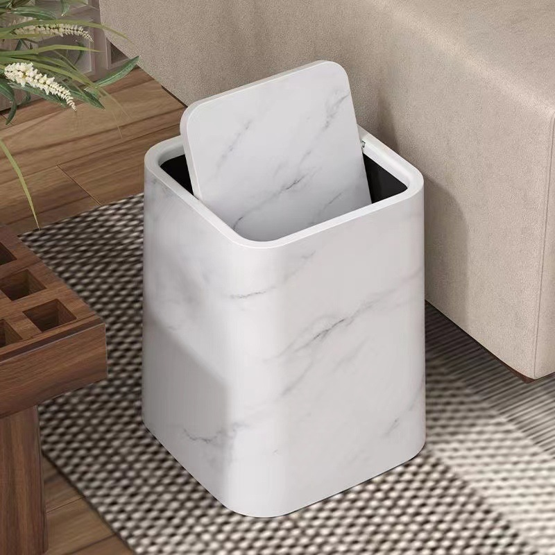 Marble Design Trash Can with 360° Swivel Lid – Elegant Garbage Bin for Kitchen, Bathroom, and Office 3