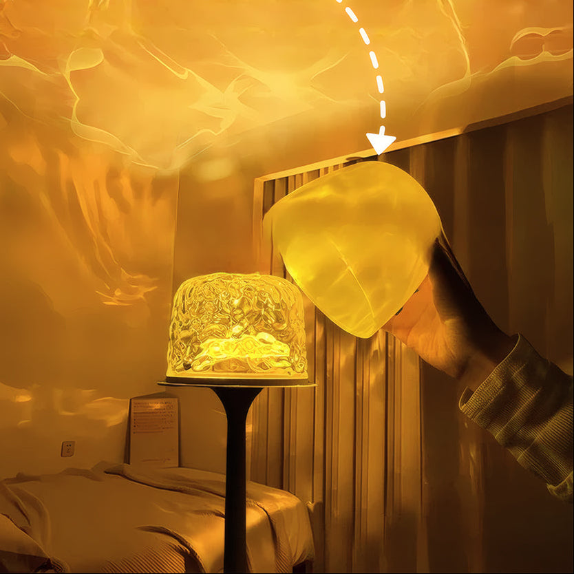 Minimalist Mushroom Table Lamp with Water Ripple Projection – Indoor LED Bedside Lamp for Bedroom and Creative Spaces 5