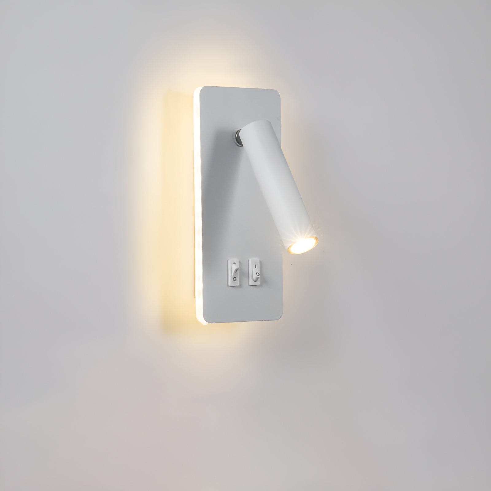 Modern wall-mounted light fixture on a gray background