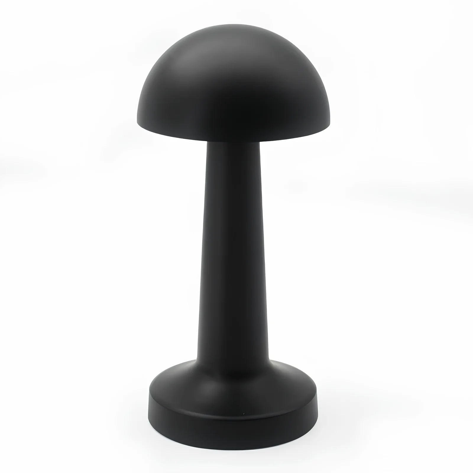 Black mushroom-shaped object on a white background