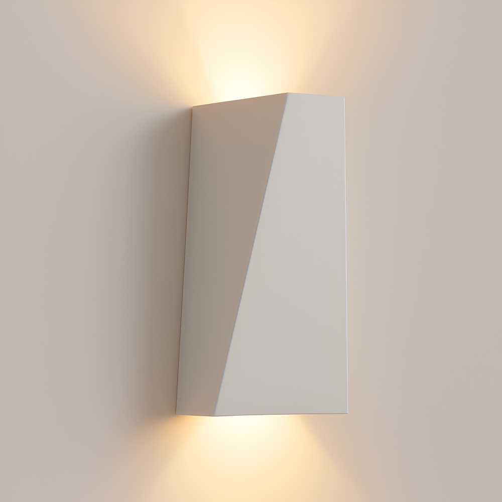 Modern wall-mounted light fixture on a neutral wall