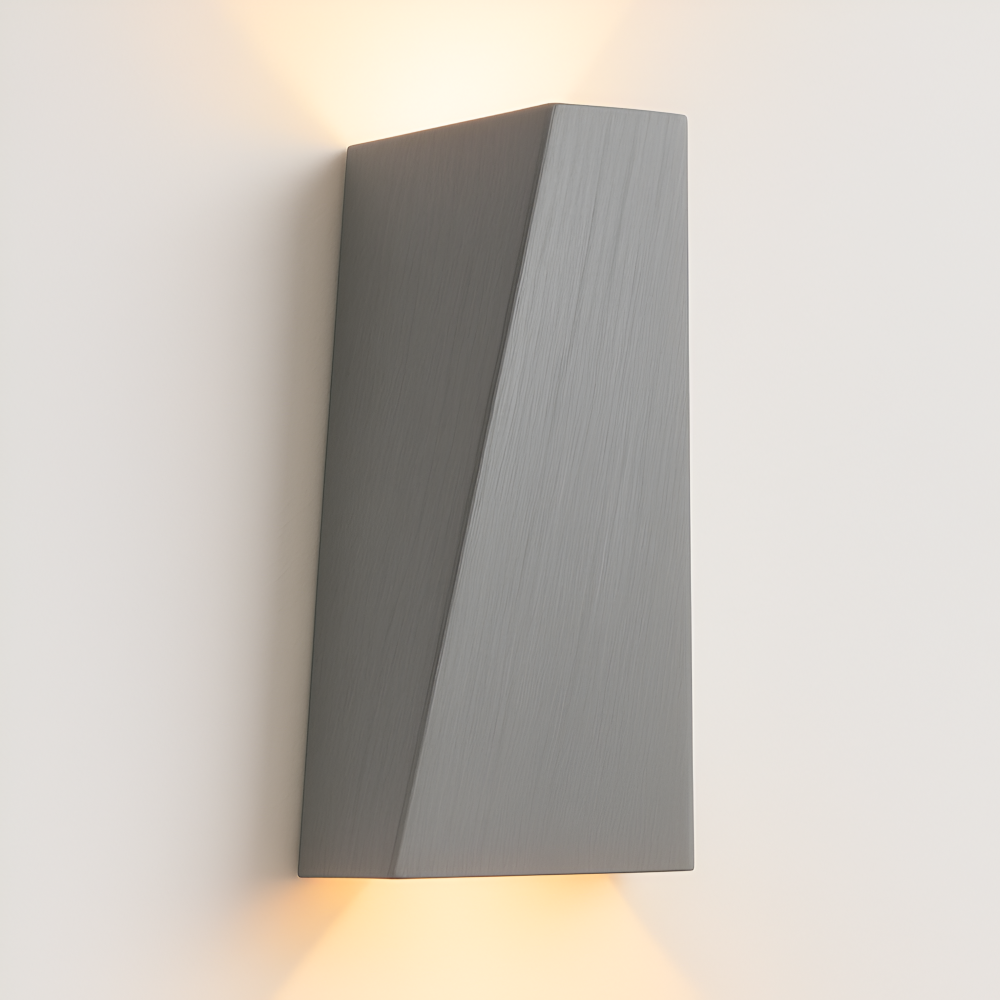 Gray wall-mounted light fixture on a white background