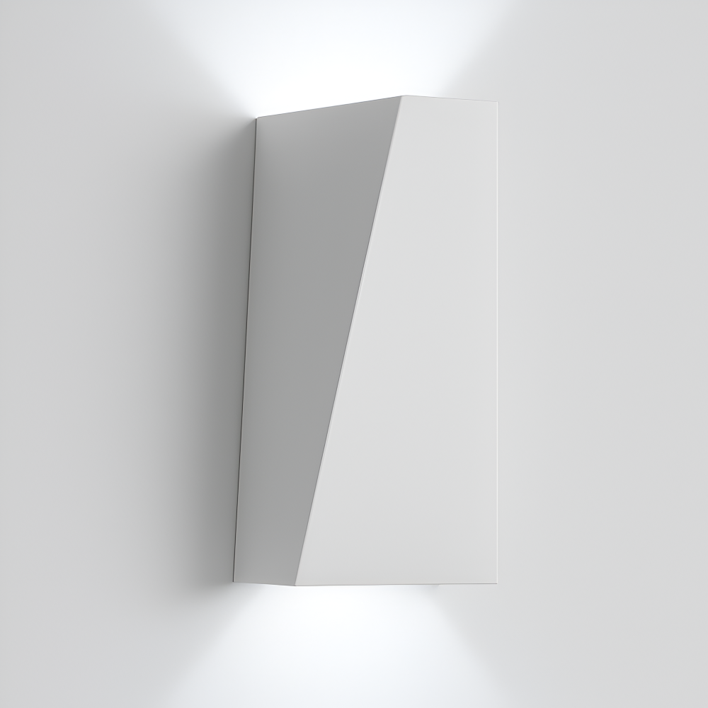 White wall-mounted light fixture on a white background