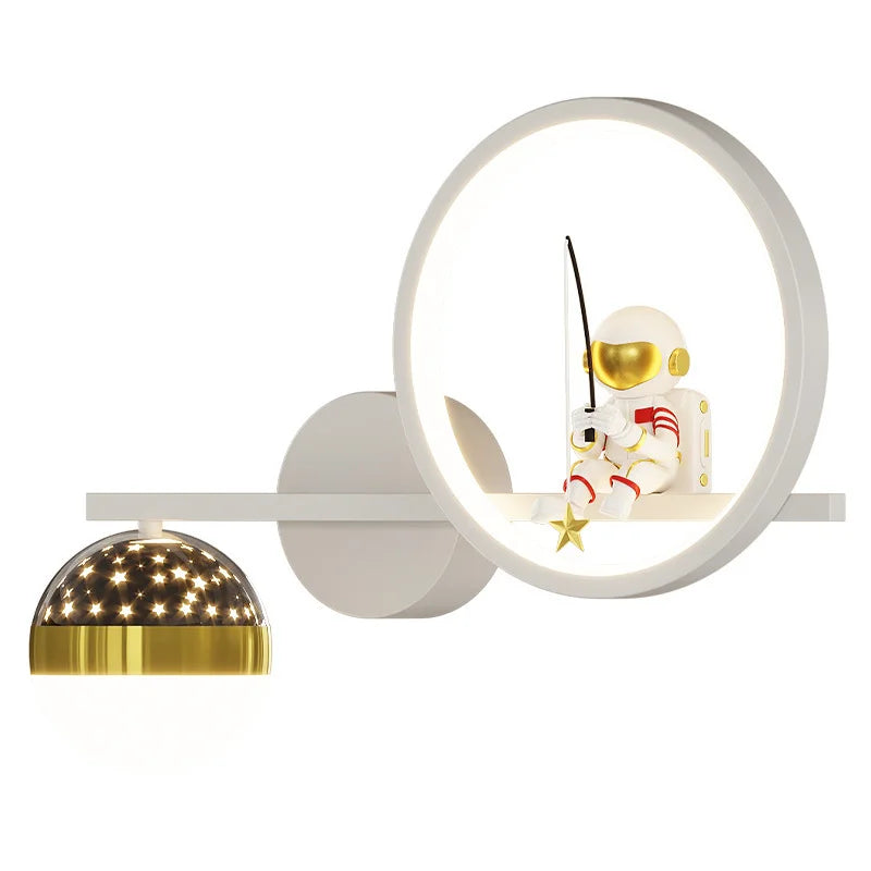 Modern wall light fixture with decorative elements on a white background