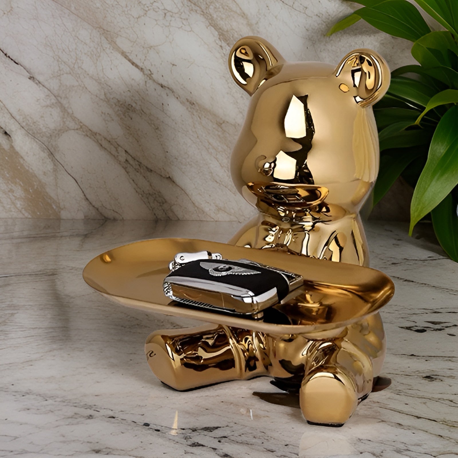 Modern Ceramic Bear Decorative Tray for Coffee Table – 18cm x 18.5cm, Elegant Home Decor 1