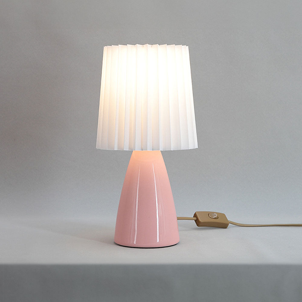 Modern Ceramic Table Lamp with Pleated Shade – Compact Bedside Lamp for Bedroom or Desk 9