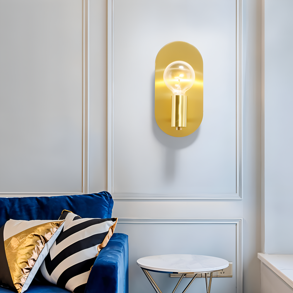 Modern Copper Wall Sconce Lighting with Gold Oval Plate – LED Wall Lamp for Indoor Use 3