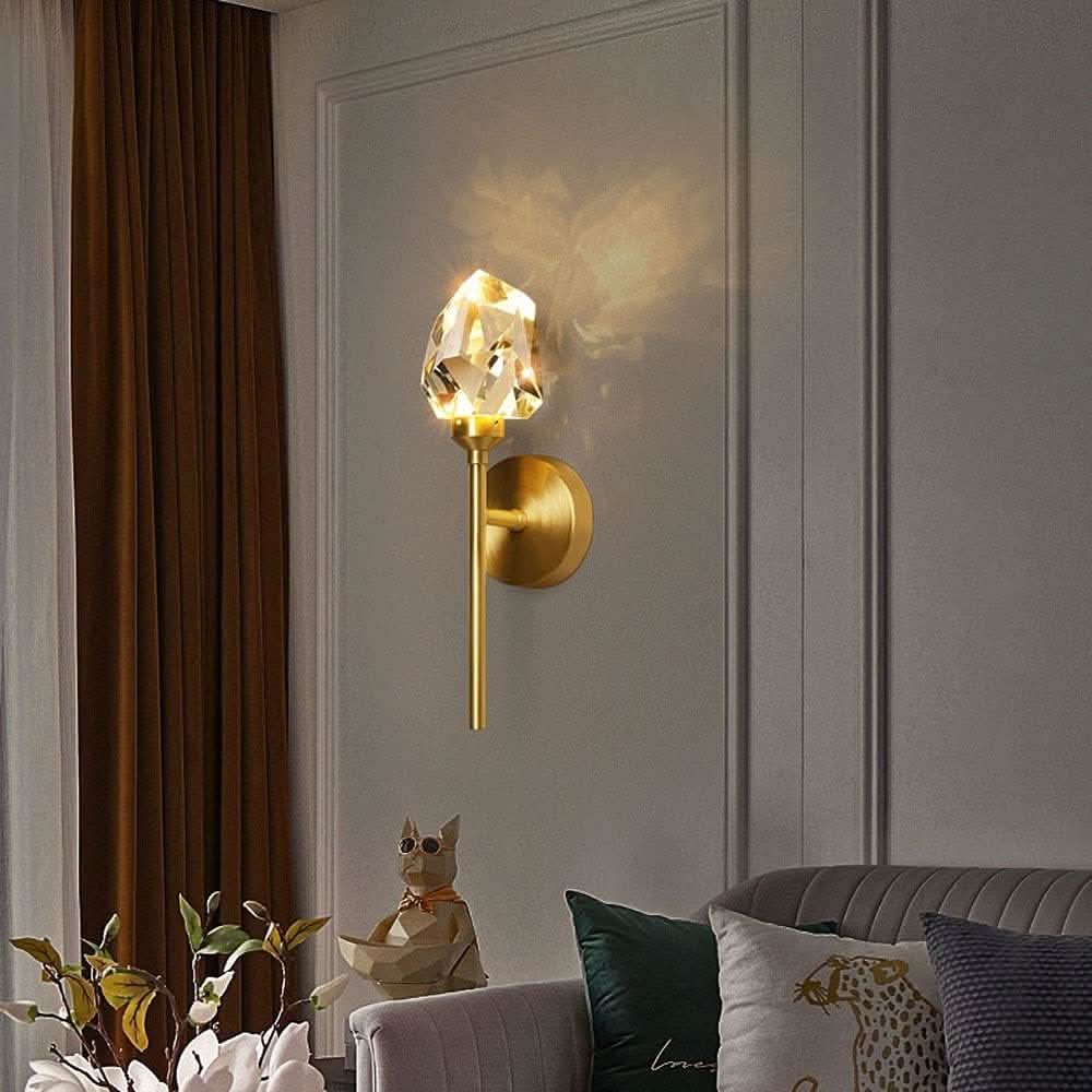 Modern Glass Wall Light with Gold Frame – Elegant LED Wall Lamp for Living Room, Bedroom, Hallway 2