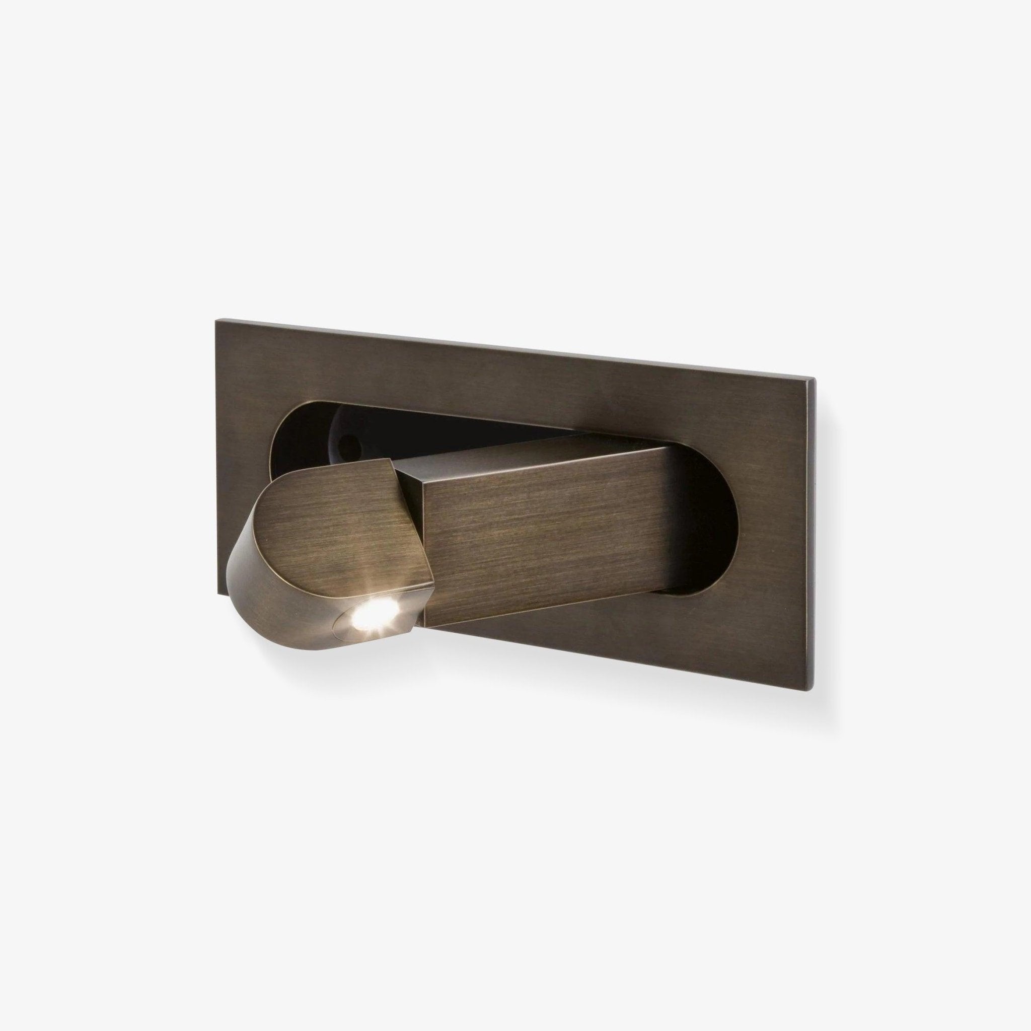 Bronze wall-mounted light fixture on a white background