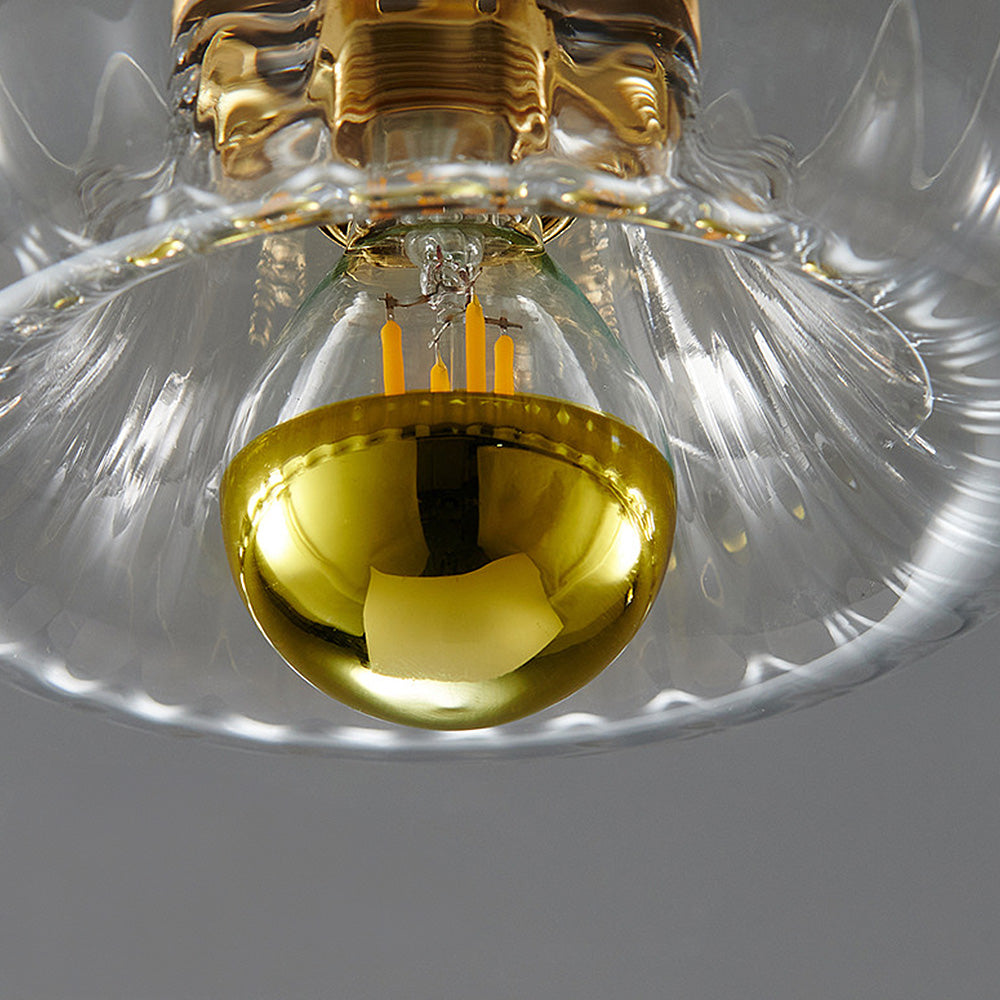 Modern LED Ceiling Light Fixture with Brass Accents – Elegant Glass Design for Home and Café 4