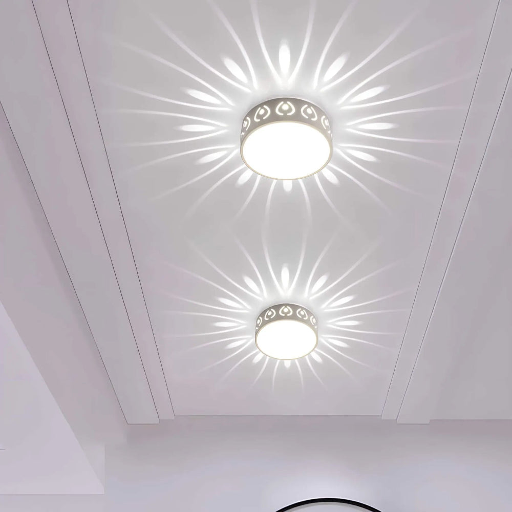 Two ceiling lights on a white ceiling