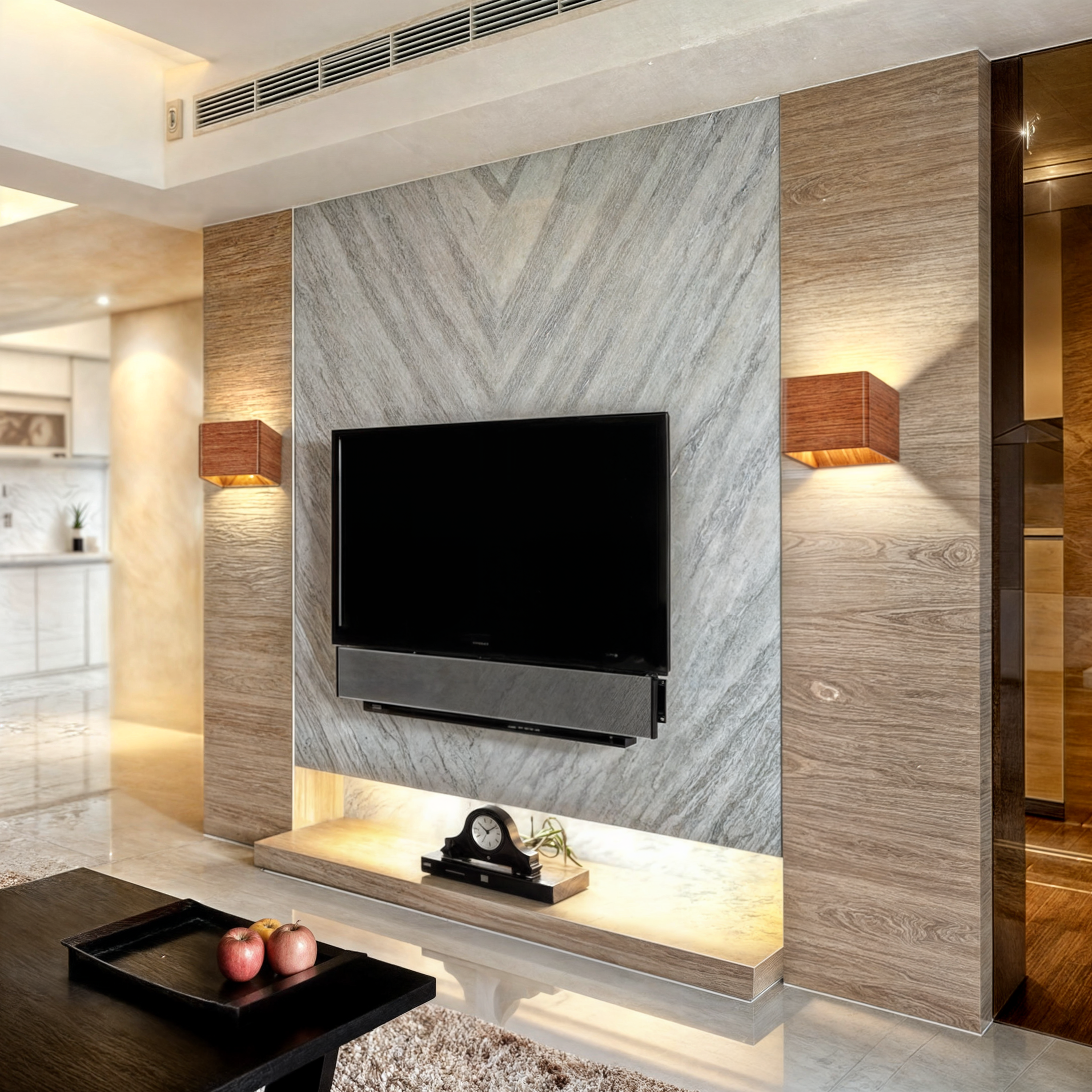 Modern LED Wall Light Sconce with Wood Look – Warm White & White Aluminum Surface Mount, 3W Energy Efficient Wall Lamp 1