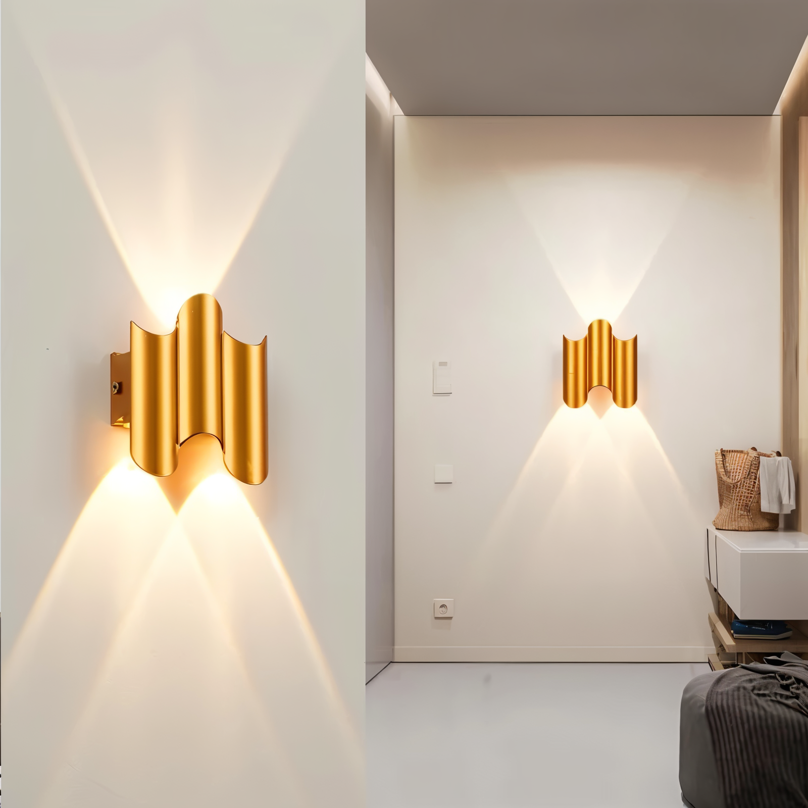 Modern LED Wall Light in Black and Gold – Decorative Up Down Wall Lamp for Elegant Interiors, 3000K Warm Light 0