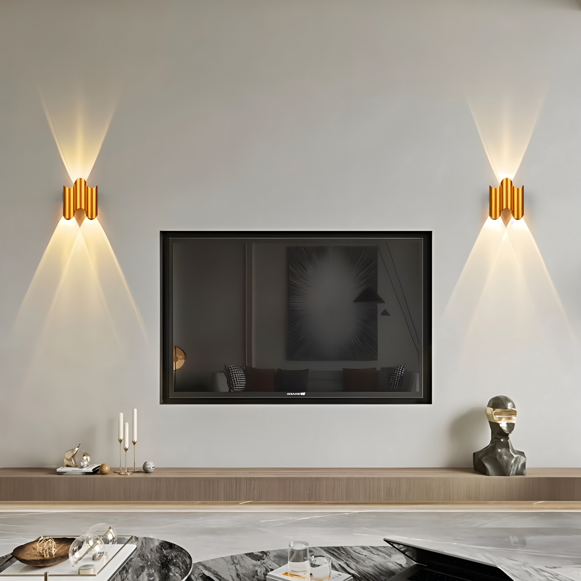 Modern LED Wall Light in Black and Gold – Decorative Up Down Wall Lamp for Elegant Interiors, 3000K Warm Light 3