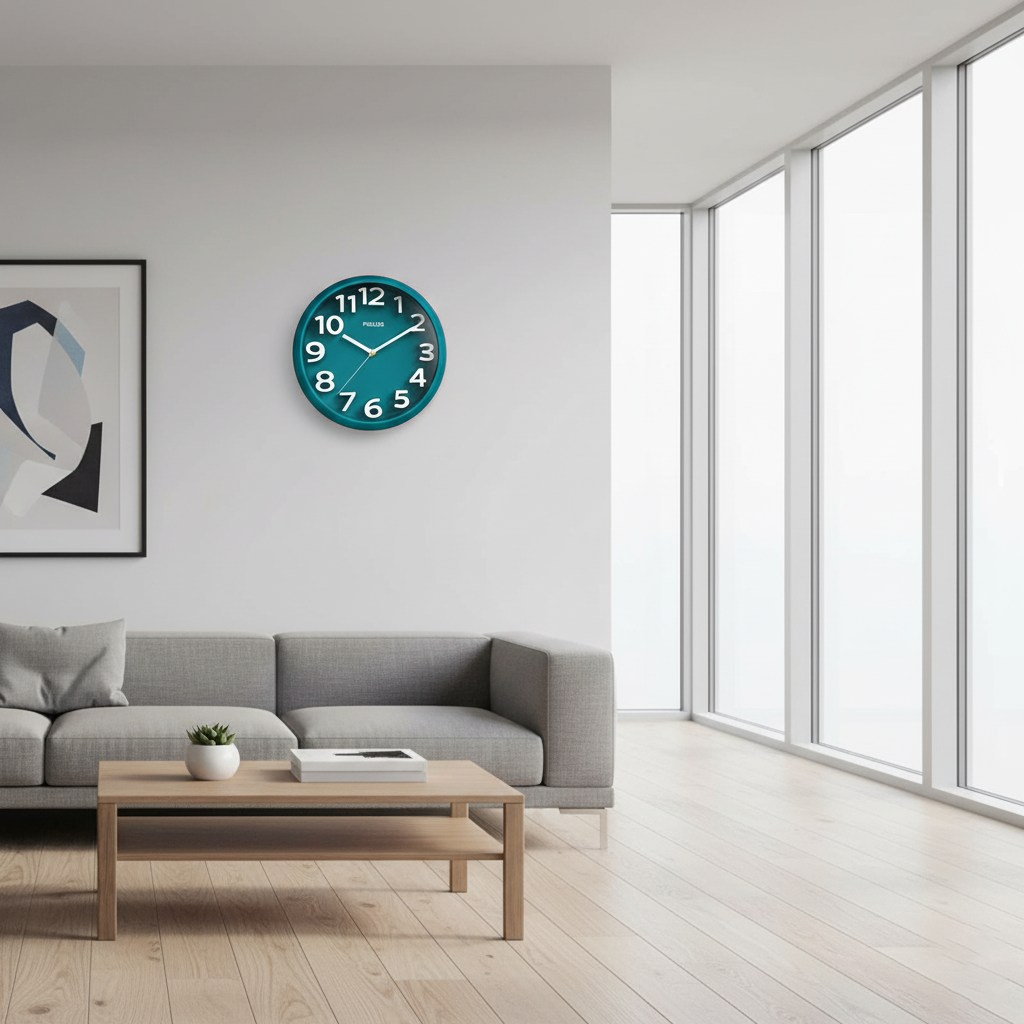Modern Minimalist Wall Clock - Sleek 12-Inch Design in Black, Blue, or Orange - Silent Movement for Contemporary Spaces 0