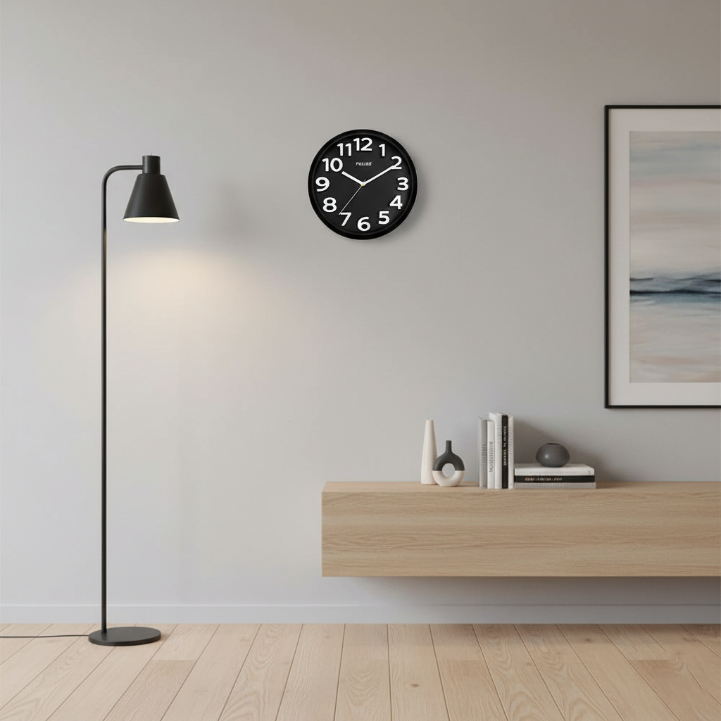 Modern Minimalist Wall Clock - Sleek 12-Inch Design in Black, Blue, or Orange - Silent Movement for Contemporary Spaces 2