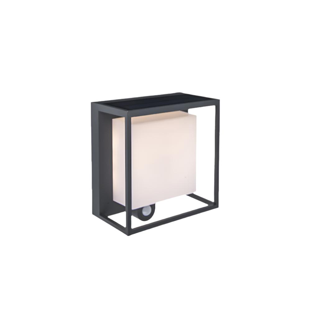 Modern Rectangular Solar Wall Light – Energy-Efficient Outdoor Lighting, Matte Black, IP65 Weatherproof, Warm White Illumination 0