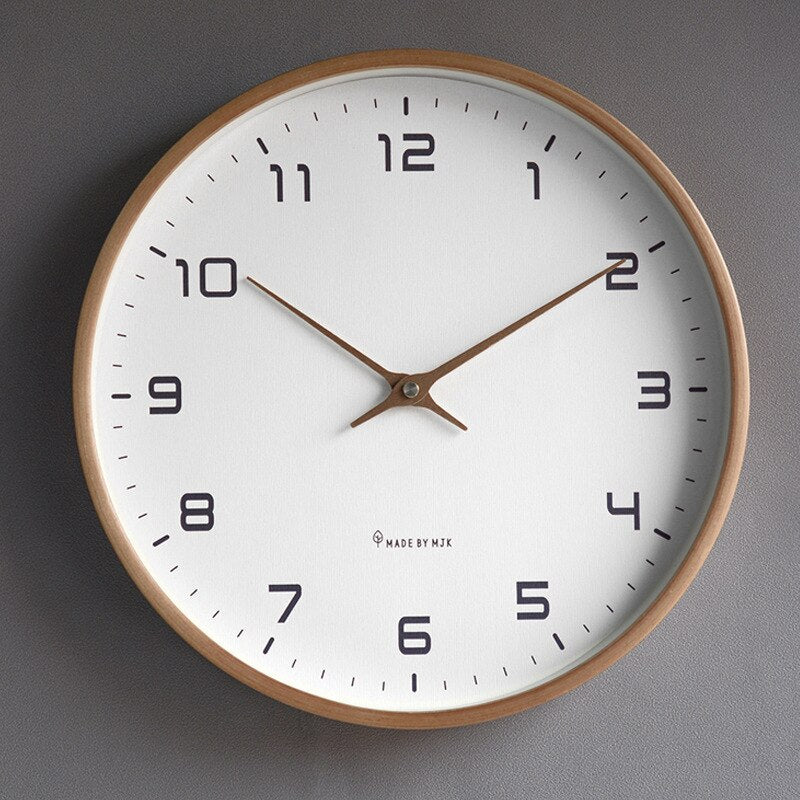 Modern Scandinavian Wooden Wall Clock – Minimalist Design in Natural Wood Tone for Kitchen and Living Room 0