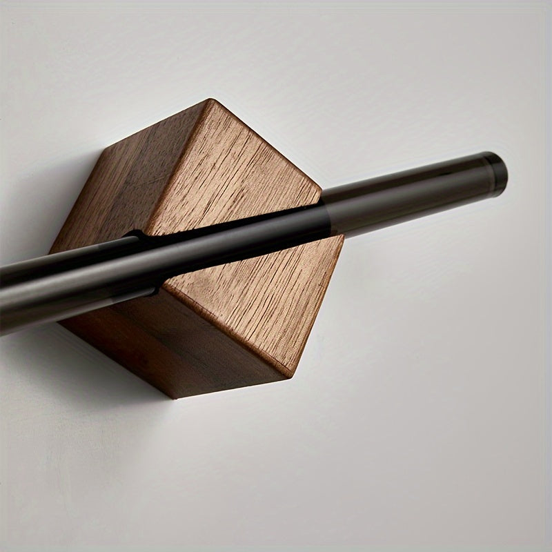 Modern Wall-Mounted Black Towel Rail with Wooden Base – Hand Towel Holder for Bathroom Racks, 40 cm or 50 cm Options 5