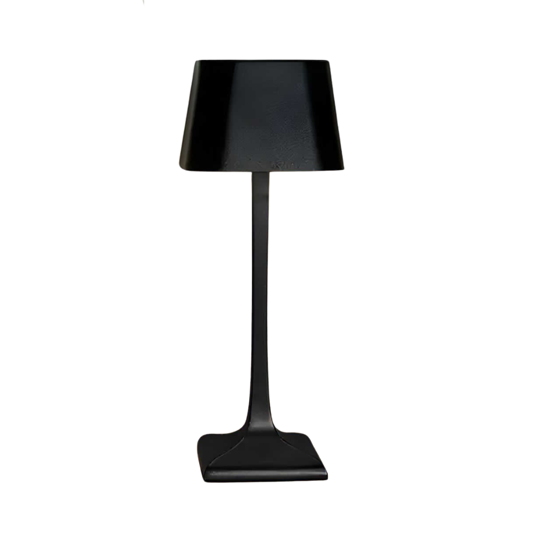 Black table lamp on a white background