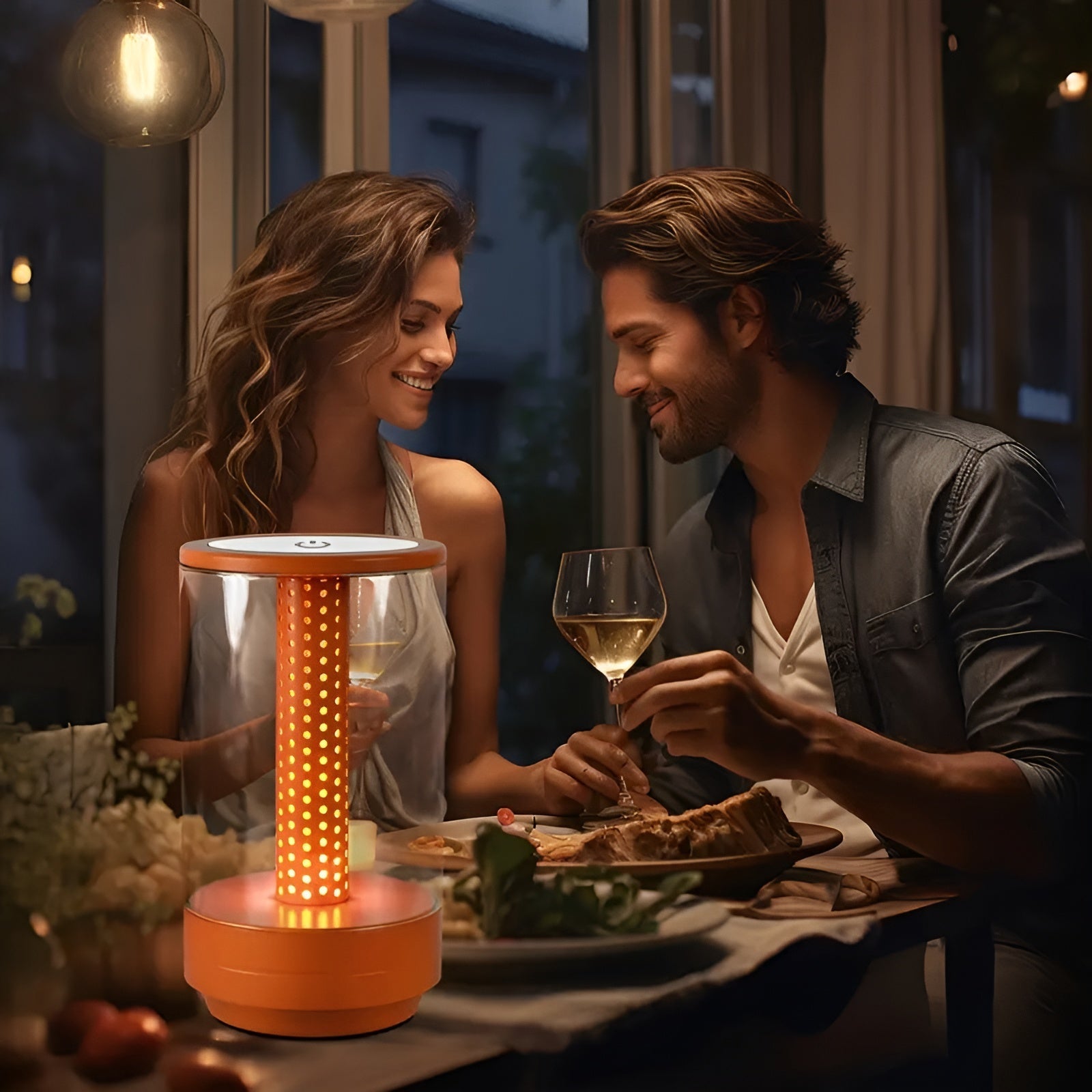 Modular LED Table Lamp with Touch Control, 3 Light Modes, Rechargeable Battery, Cordless Design, Versatile Bedside or Desk Use - Black, Grey, Gold, Orange 2