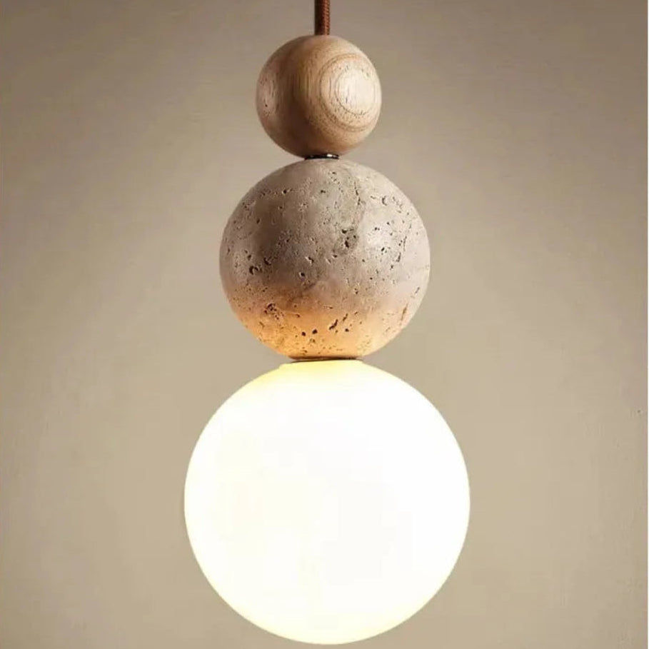 Natural Travertine Pendant Lamp - Sculptural Kitchen Pendant Lighting for Modern Interiors, Adjustable Hanging Light 1