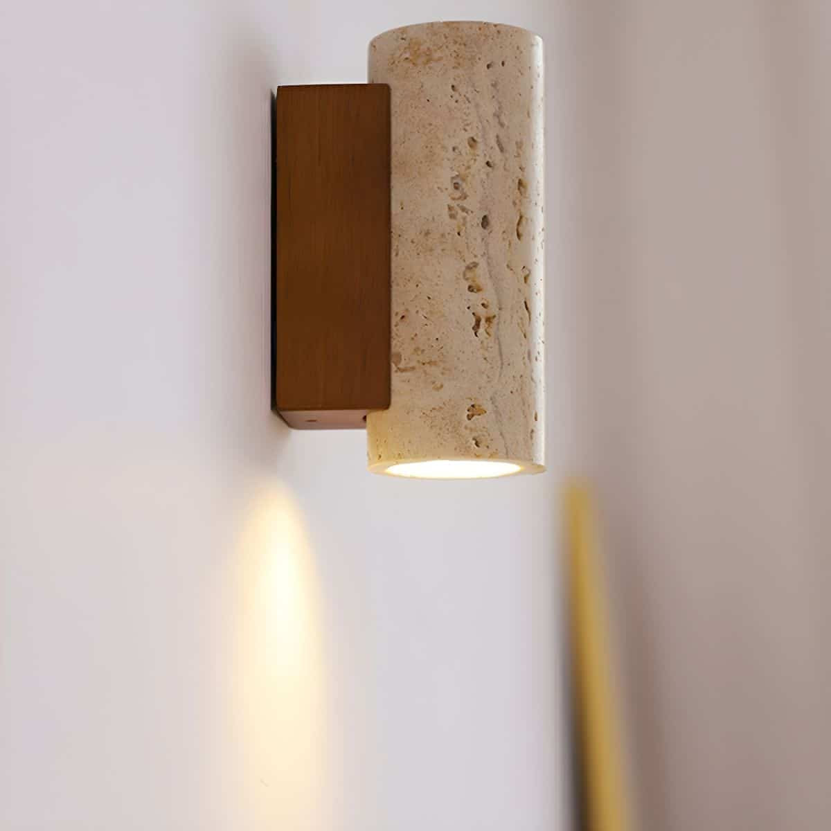 Natural Travertine Stone Wall Sconce – Compact LED Wall Light for Modern Home Decor 1