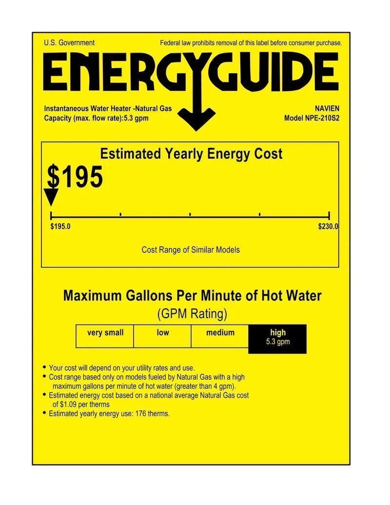 Navien NPE-210S2 High efficiency Condensing Tankless Water Heater