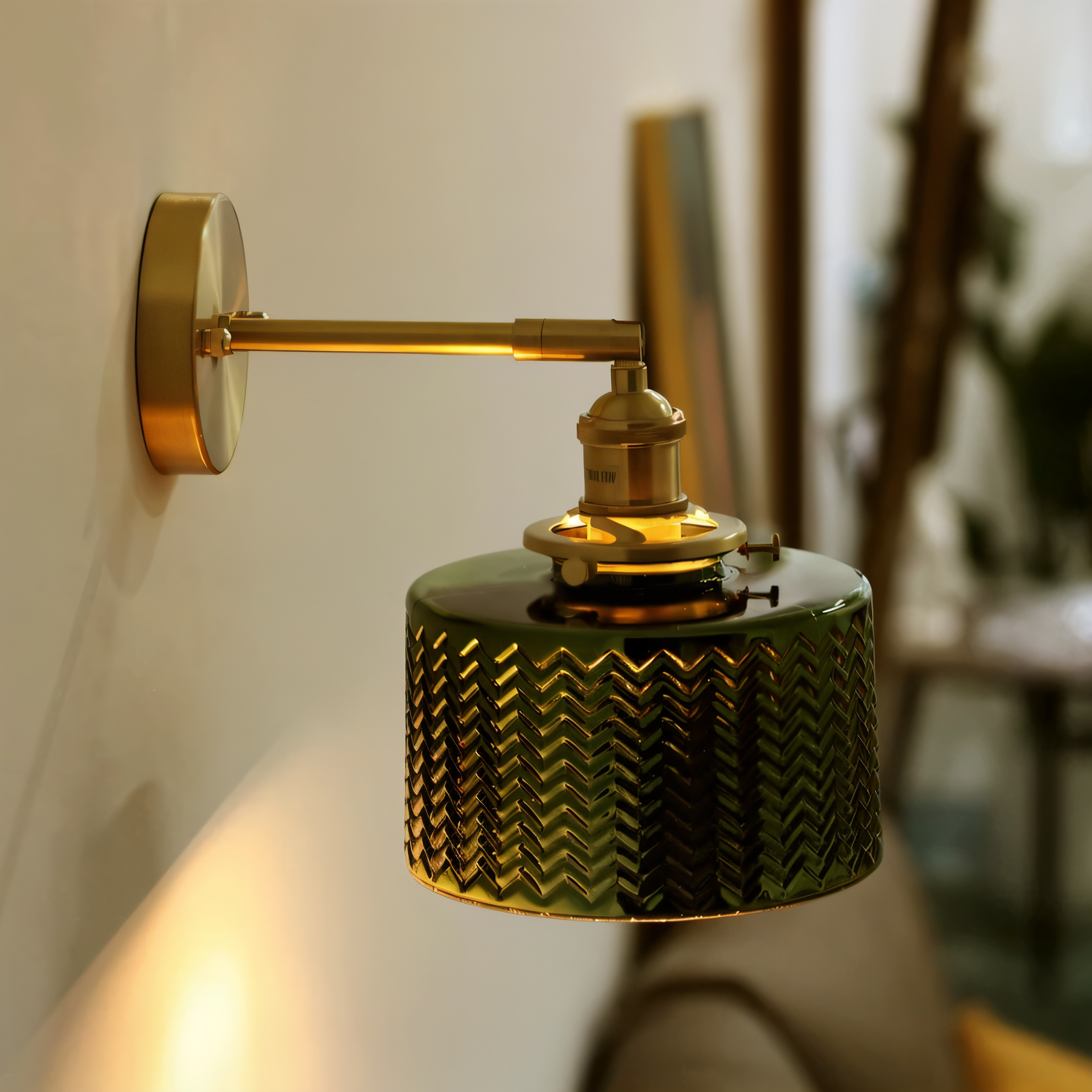 Nordic Clear Green Glass Wall Lamp with Adjustable LED Lighting – Elegant Zigzag Design for Living Room or Bathroom Wall Lights 1