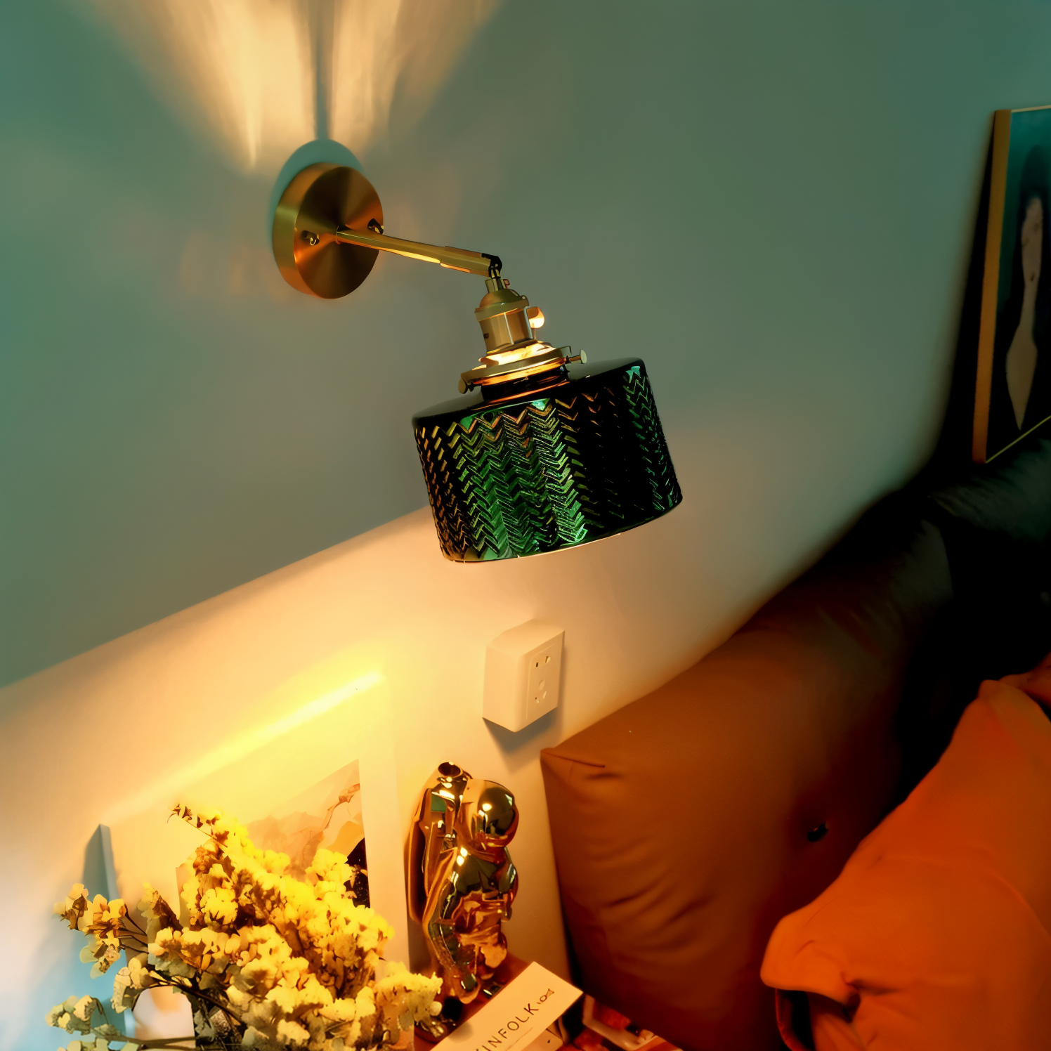 Nordic Clear Green Glass Wall Lamp with Adjustable LED Lighting – Elegant Zigzag Design for Living Room or Bathroom Wall Lights 2