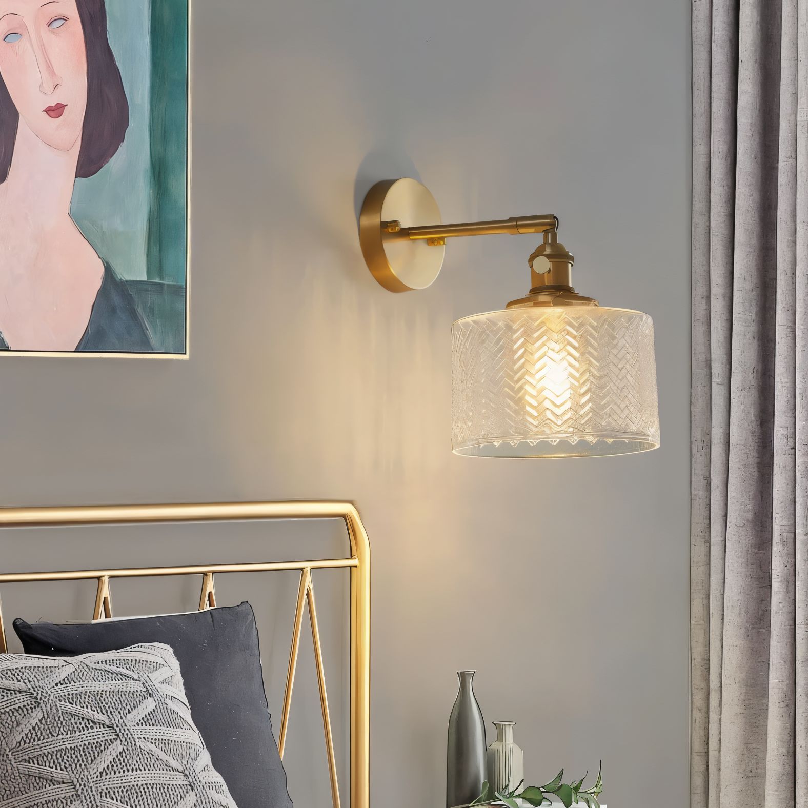 Nordic Clear Green Glass Wall Lamp with Adjustable LED Lighting – Elegant Zigzag Design for Living Room or Bathroom Wall Lights 3