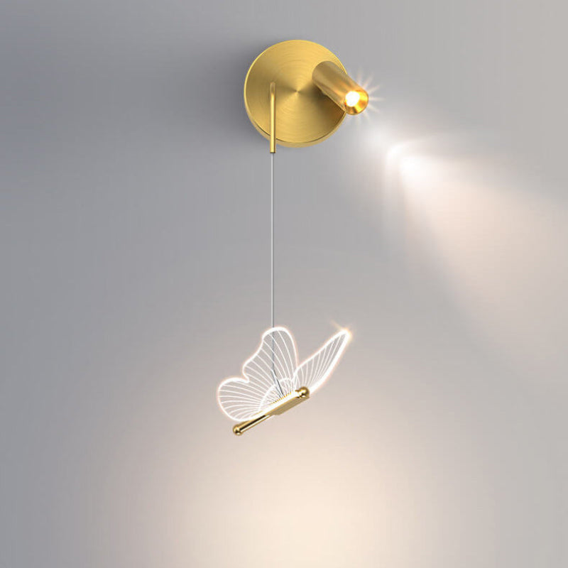Nordic LED Wall Sconce Lamp with Butterfly Design – Modern Iron Wall Light for Hallways and Living Rooms, Adjustable Color Temperature 0