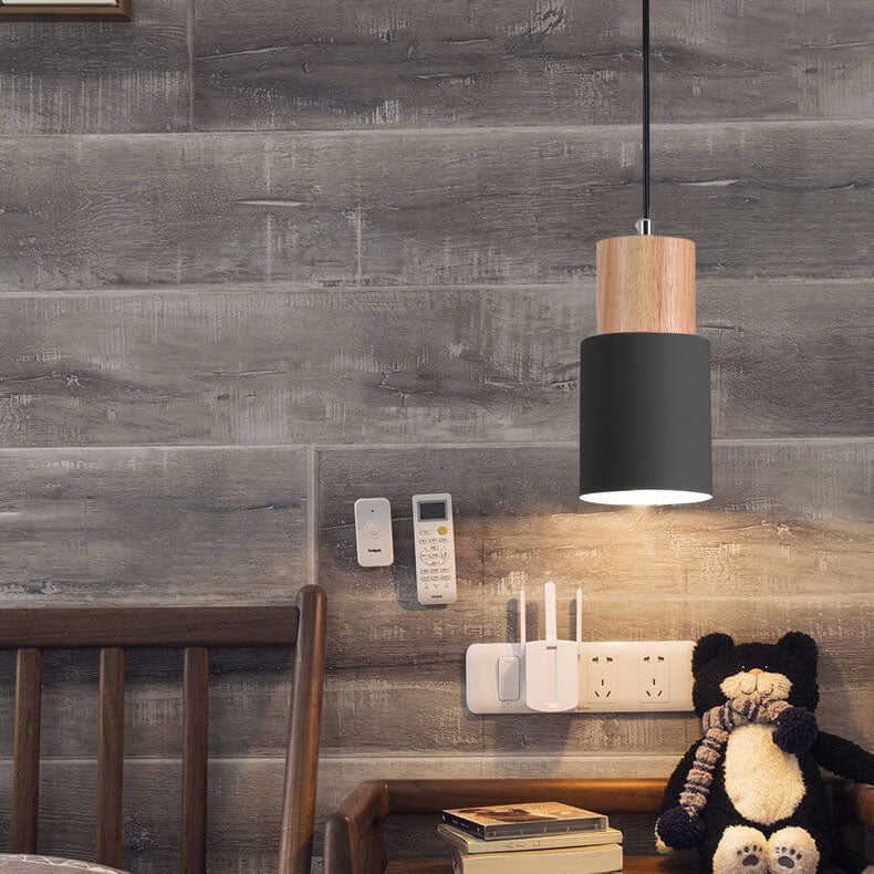 Nordic Macaron Pendant Light – Modern Black Cylinder LED Hanging Light for Kitchen and Dining Room 7