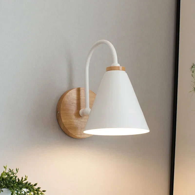 Nordic Minimalist Iron Wall Lamp with Wooden Base – Modern Black or White Wall Sconce Lighting for Contemporary Decor 5
