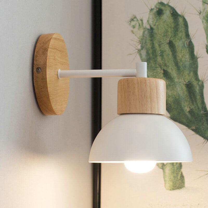 Nordic Wood Dome Wall Light – 1-Light LED Wall Lamp for Cozy Ambient Illumination in Minimalist Interiors 1
