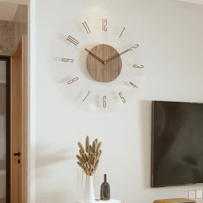 Scandinavian Stylish Solid Wood Wall Clock 14 inch