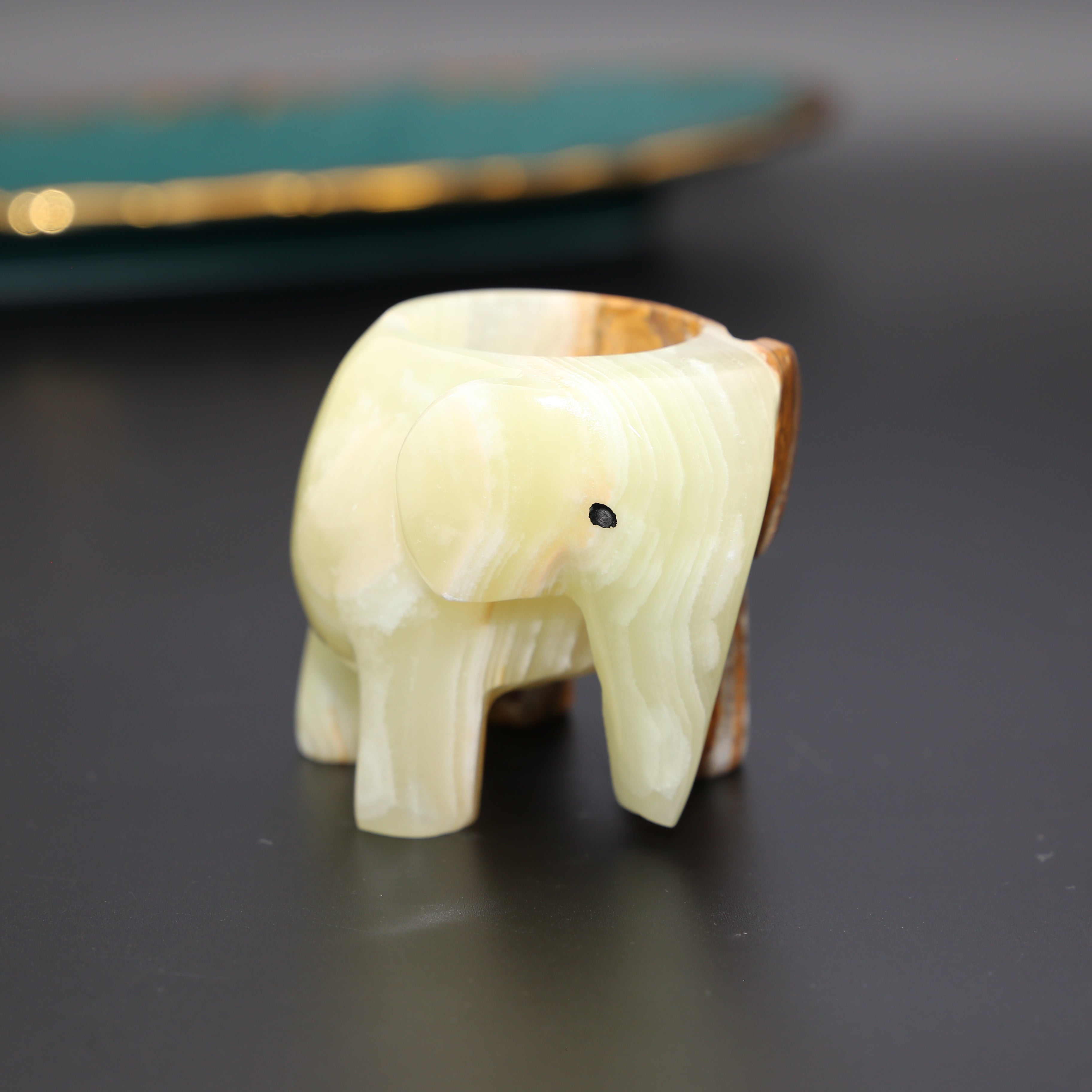 Onyx Marble Elephant Tea Light Holder – Elegant Home Decor Accent for Warm Ambiance and Tranquility 2