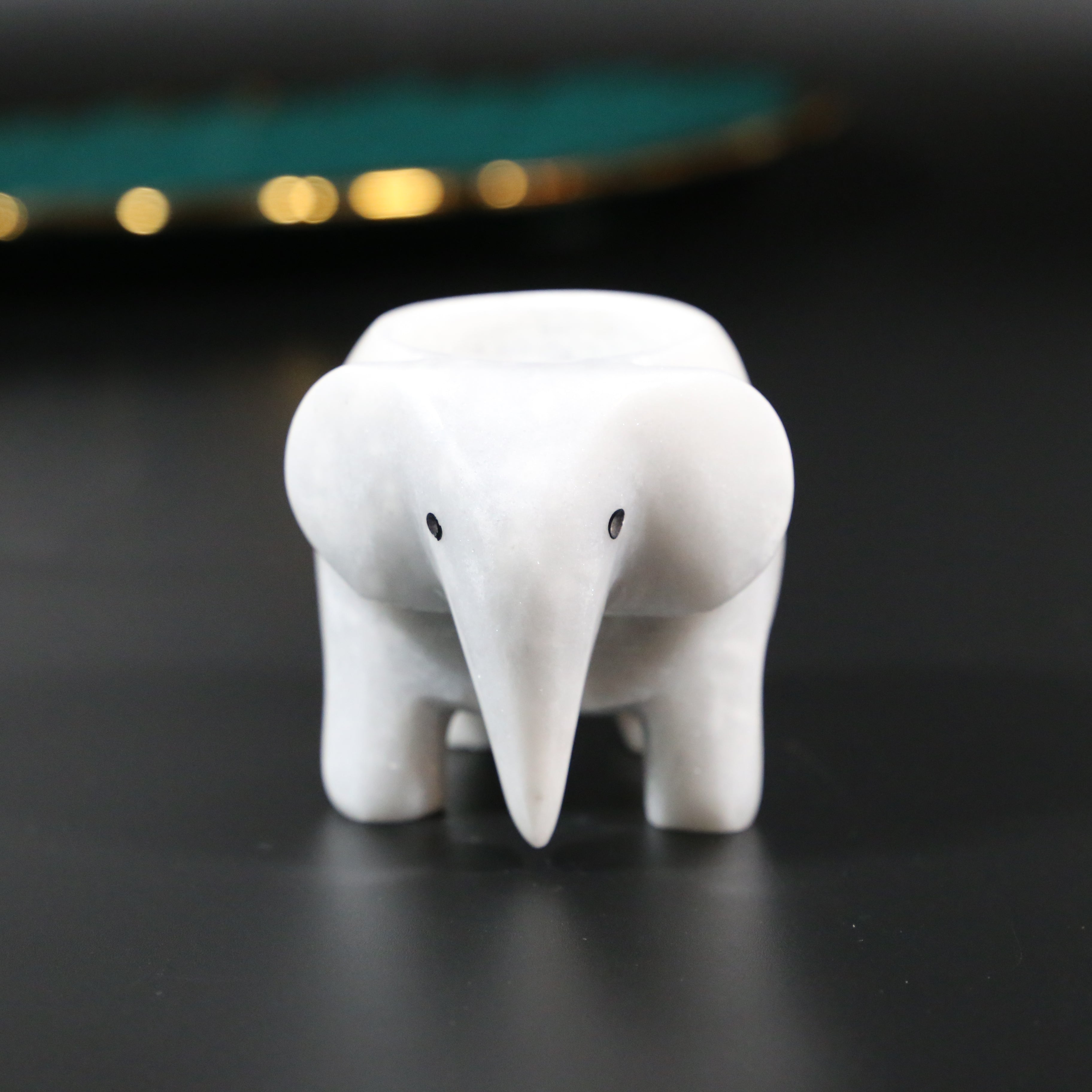 Onyx Marble Elephant Tea Light Holder – Elegant Home Decor Accent for Warm Ambiance and Tranquility 6